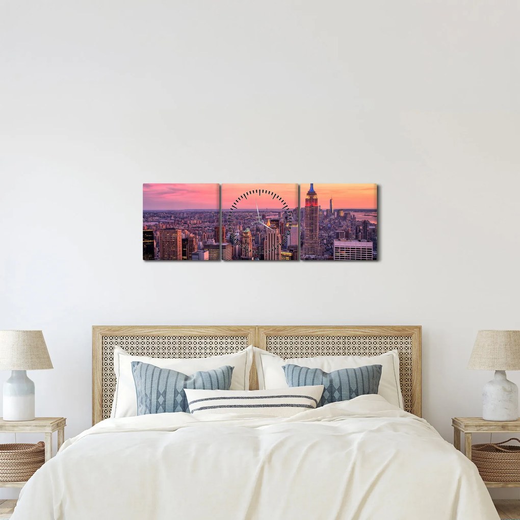 Obraz - New York (s hodinami) (90x30 cm)