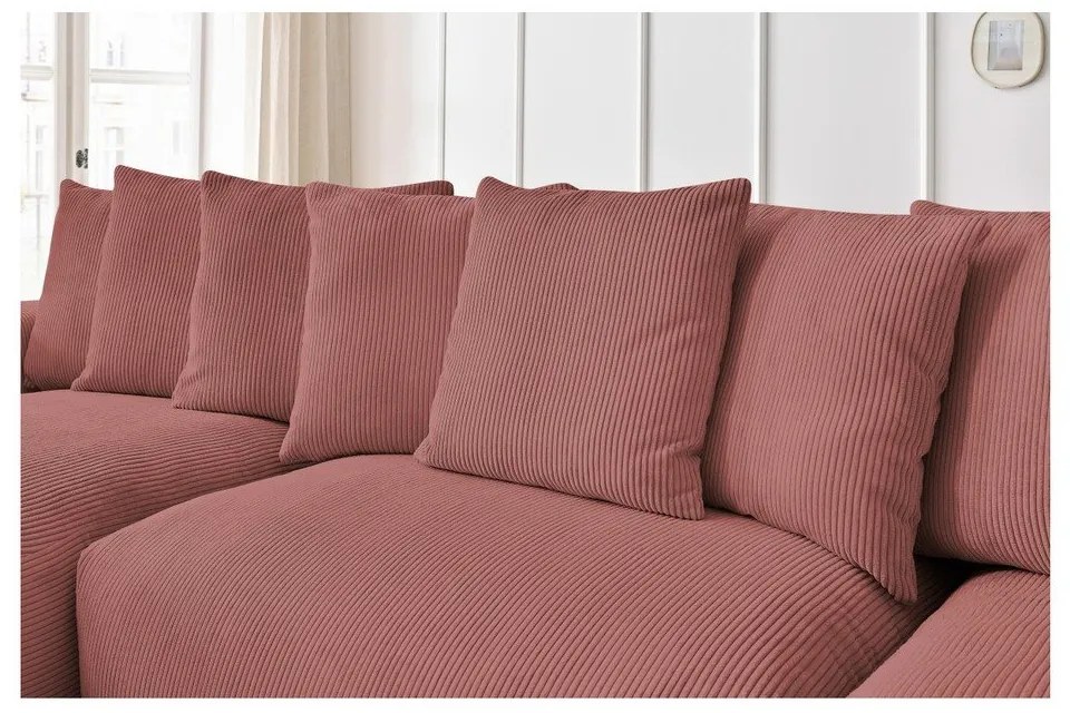 Svetloružová menčestrová rohová pohovka Voltaire – Bobochic Paris