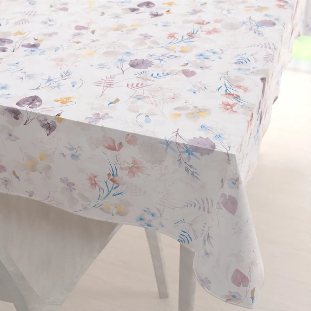 Biante Bavlnený obdĺžnikový obrus Sandra SA-290 Farebné lučne kvety na bielom 80x120 cm
