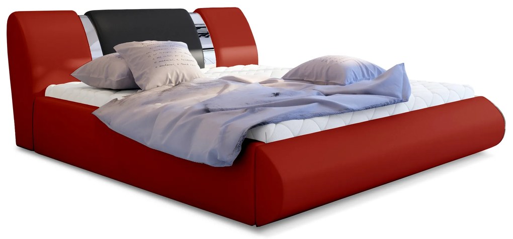 Manželská posteľ 180 cm Fabio (červená + čierna) (s roštom a úl. priestorom). Vlastná spoľahlivá doprava až k Vám domov. 1041675