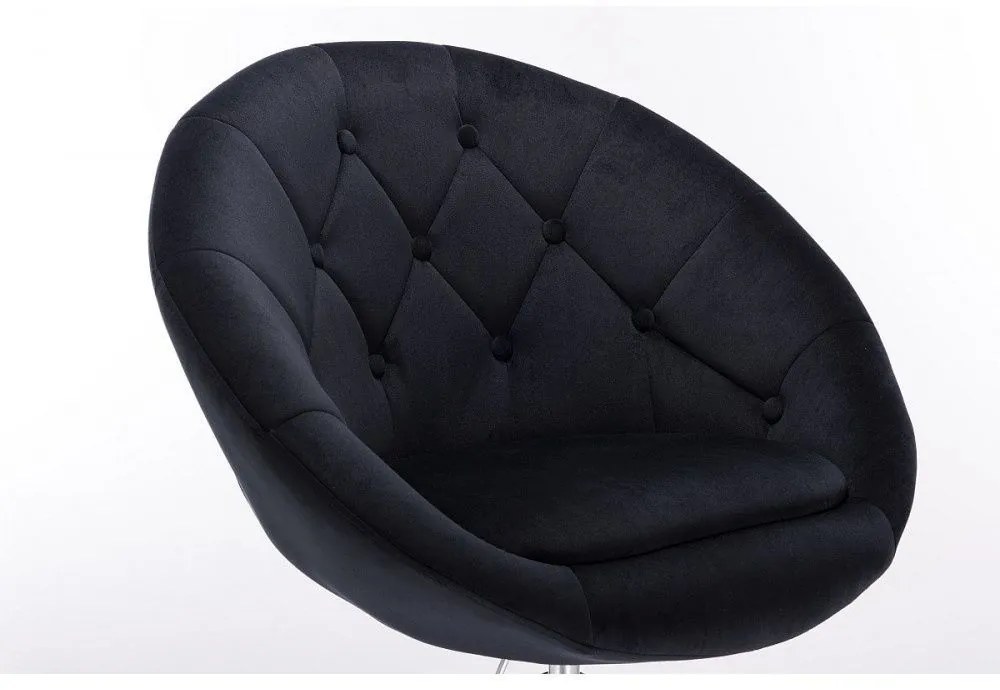 LuxuryForm DESIGN Barová stolička VERA VELUR na striebornom tanieri - čierna