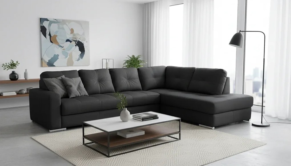 Kožená sedacia súprava s rozkladom na každodenné spanie ALEXIE – rohová, pravá, tehlová (terracotta 331)