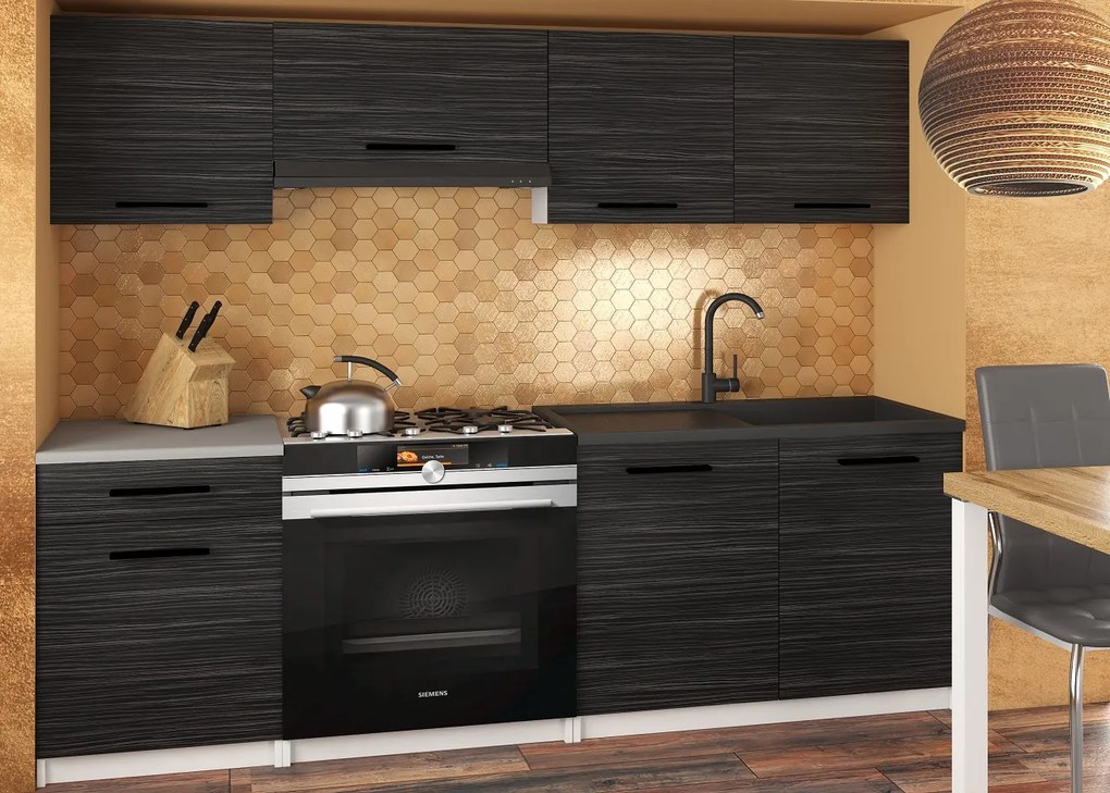 Kuchynská linka Belini 180 cm eben kráľovský s pracovnou doskou Superuniqa2 TOR SUPERUNIQA2/4/WT/HK/0/B1