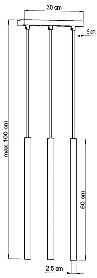 Čierne závesné svietidlo Sollux Fideus, dĺžka 30 cm