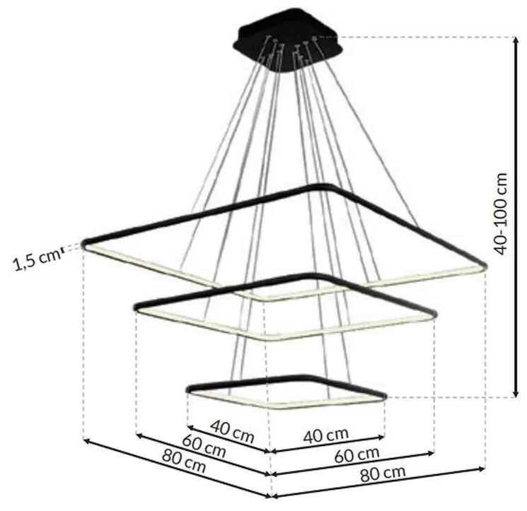Závesné LED svietidlo Nix, 3x LED 117w, 3000k, b