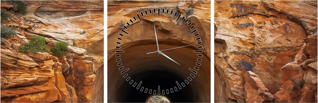Obraz - tunel v skale (s hodinami) (90x30 cm)