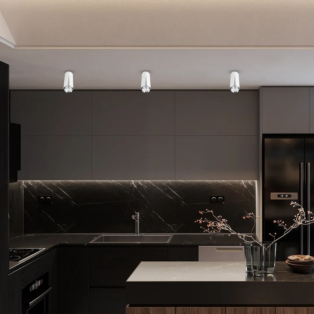 Stropné svietidlo Flower, 1x biele/chrómové kovové tienidlo