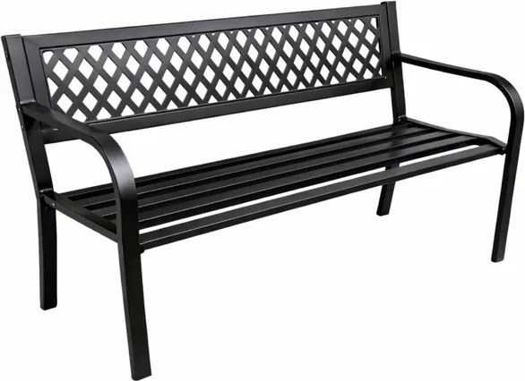 Lean Záhradná kovová lavička – 120cm, čierna