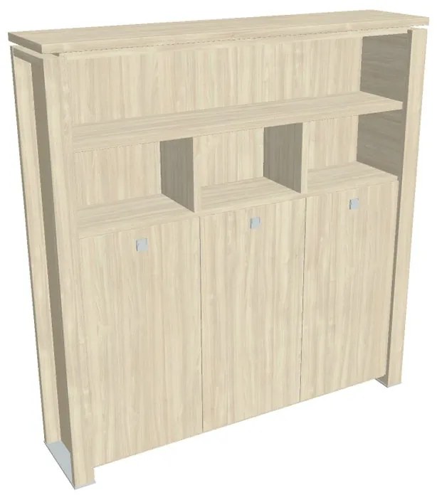 Vysoká šatníková skriňa Verno+ S 200 x 46 x 210 cm, s regálom, agát / vanilka