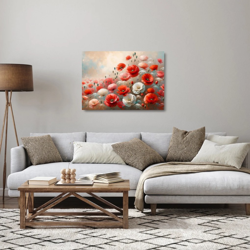 Sklenený obraz - Maľba vlčích makov (70x50 cm)