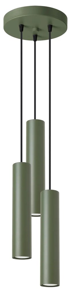 Závesné svietidlo Lagos, 3x olivové kovové tienidlo, o