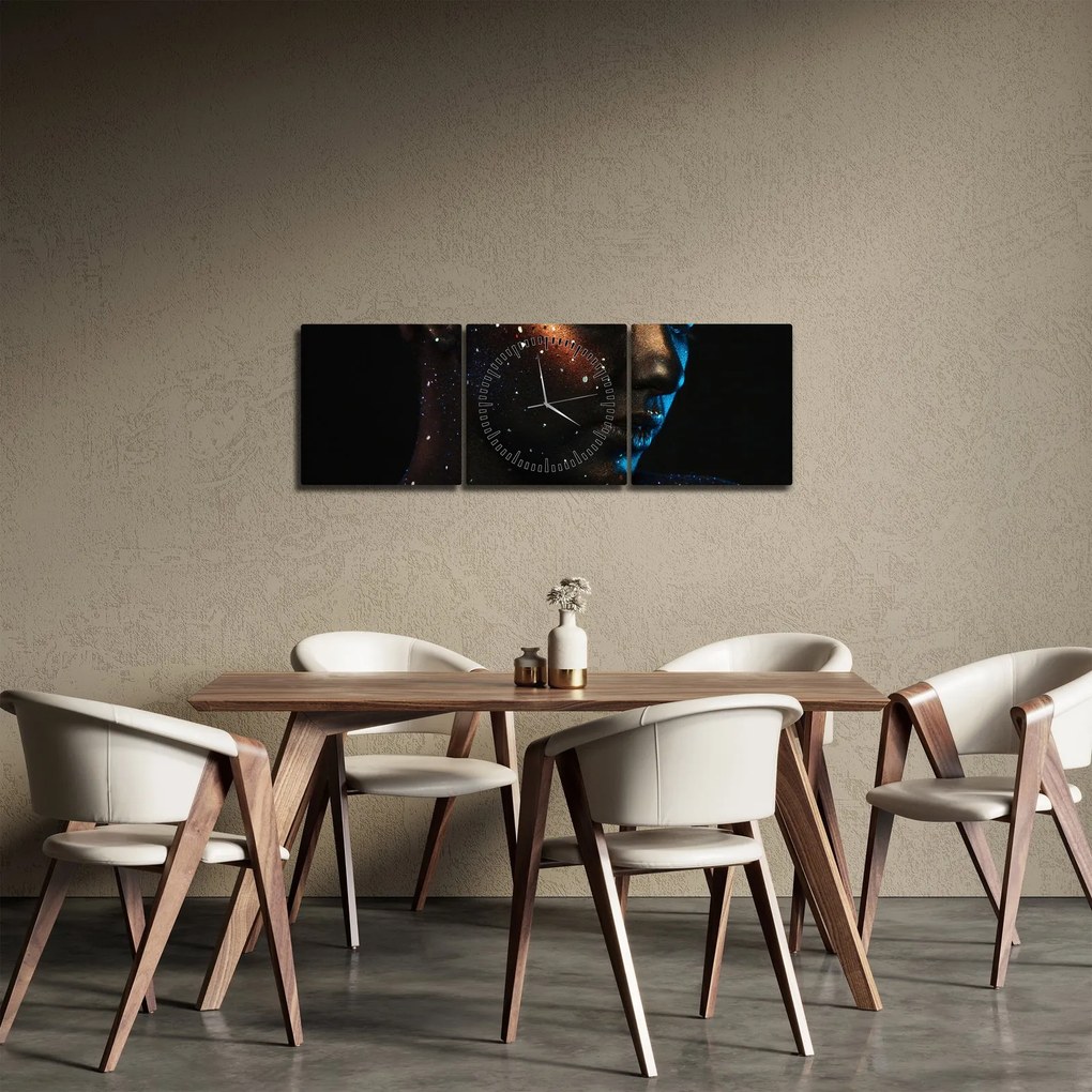 Trblietavý obraz ženy (s hodinami) (90x30 cm)