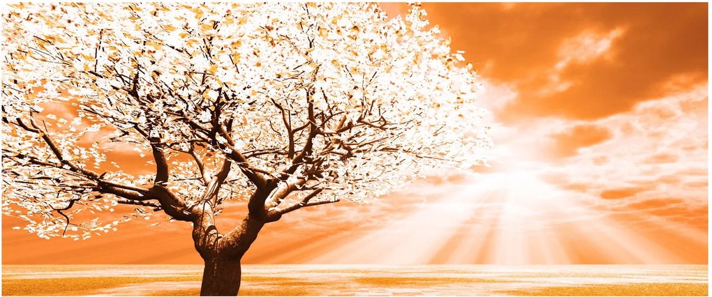 Oranžový obraz stromu (120x50 cm)