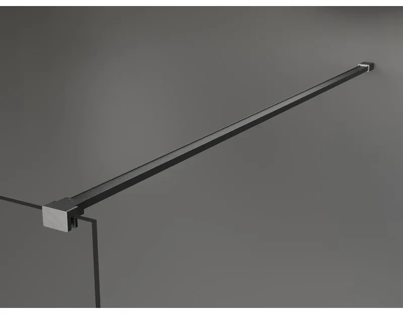 Mexen Kioto+, sprchová zástena Walk-In s poličkou a vešiakom 70 x 200 cm, 8mm číre sklo-námraza, grafitový profil, 800-070-121-66-35