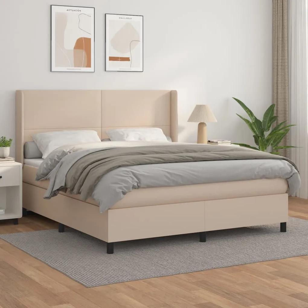 Boxspring posteľ s matracom kapučínová 180x200 cm umelá koža 3132398