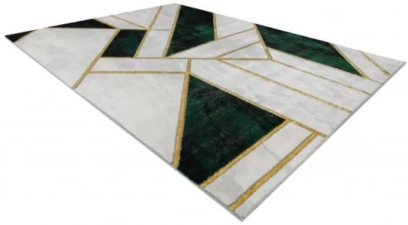Koberec EMERALD exkluzívny 1015 glamour, styl marmur, geometrický fľaškovo zelený / zlatý
