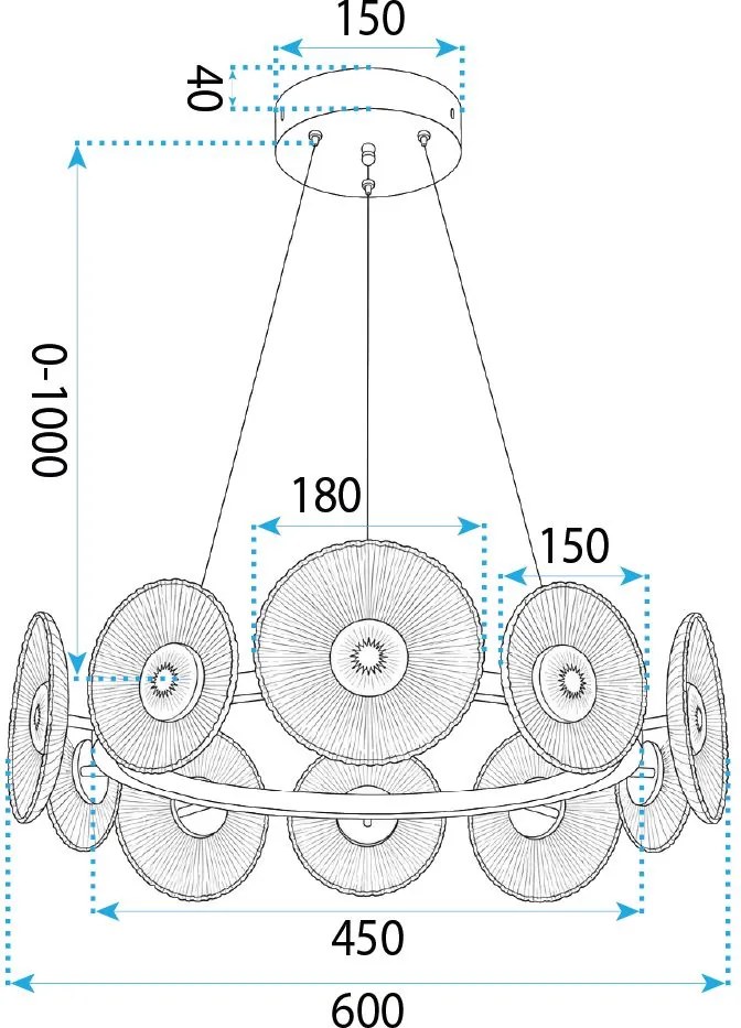 Toolight Toolight, LED závesné svietidlo, 60cm, 36W, 4000K, 1000lm, SWE071-CP, zlatá lesklá, OSW-30200