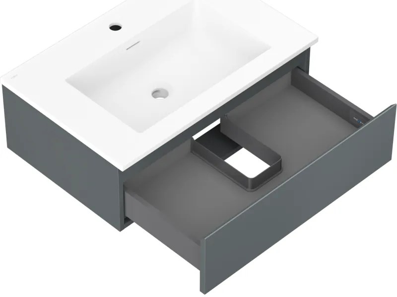 Mexen Orio, kúpeľňová skrinka 70 cm s umývadlom Otis, 1 zásuvka, grafitová matná/biela matná, 91A10-07023-1-BF66-W18M01