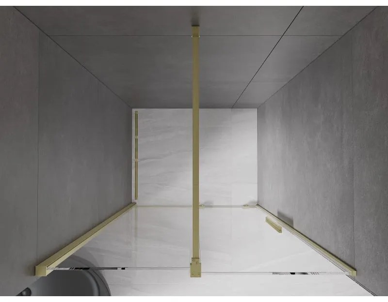 Mexen Velar, posuvné dvere do otvoru 90x200 cm, 8mm číre sklo, zlatá matná, 871-090-000-01-55