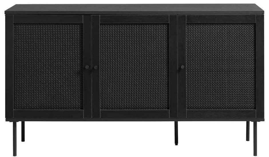 Čierna nízka komoda v dekore duba 140x80 cm Pensacola – Unique Furniture