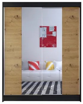 Šatníková skriňa CAMINO II šírka 150 cm - čierna/dub artisan