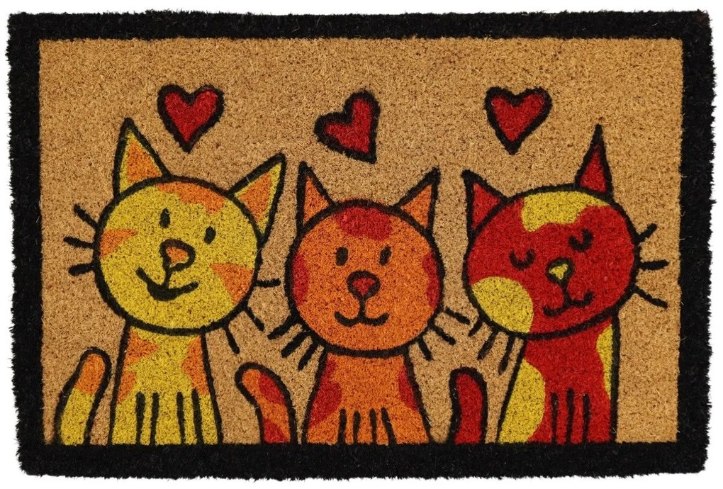 Trade Concept, Rohožka Kokos Tri mačky – na von aj na doma, 40x60, viacfarebná, chodba / predsieň