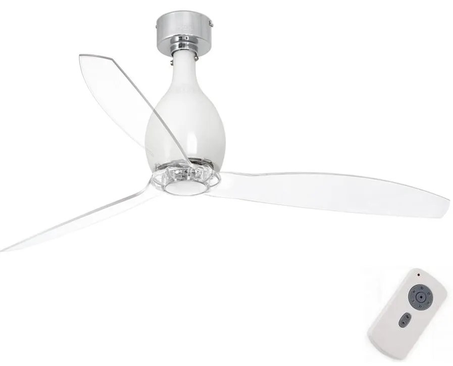 FARO 32020 - Stropný ventilátor MINI ETERFAN biela/číra pr. 128 cm + diaľkové ovládanie