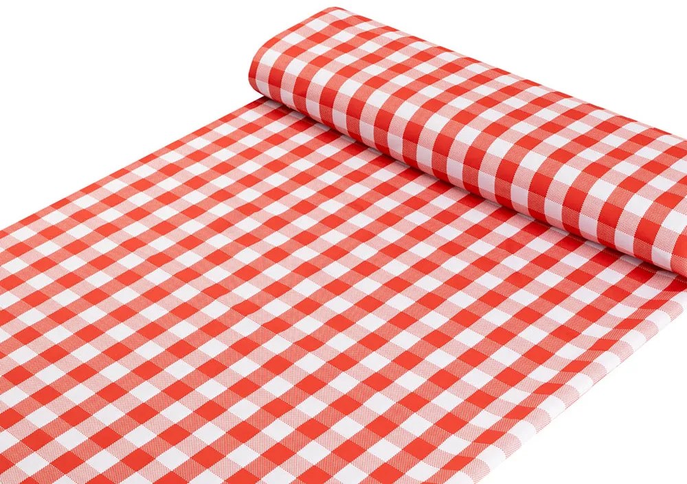 Biante Teflónový behúň na stôl TF-071 Červeno-biela kocka 20x120 cm
