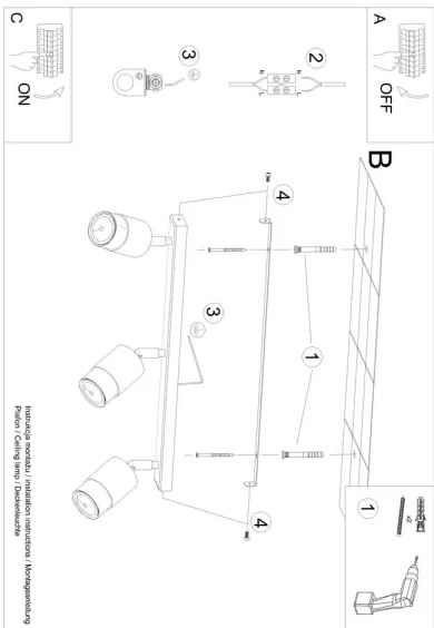 Sollux SL.1071 - Bodové svietidlo NERO 3xGU10/40W/230V čierna/zlatá