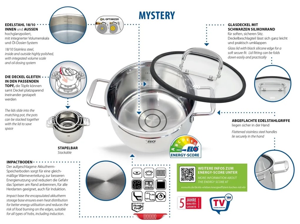 Elo 91003 3-dielna súprava nehrdz. hrncov Mystery
