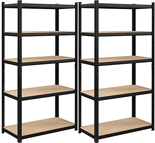 Regály s vysokou nosnosťou do 600 kg, garážové police 2 ks, 200 x 100 x 50 cm, čierne