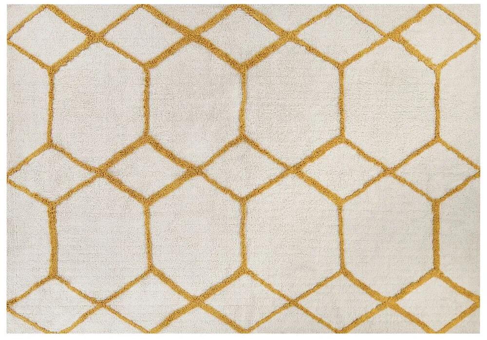 Bavlnený koberec 160 x 230 cm krémová biela/žltá BEYLER Beliani