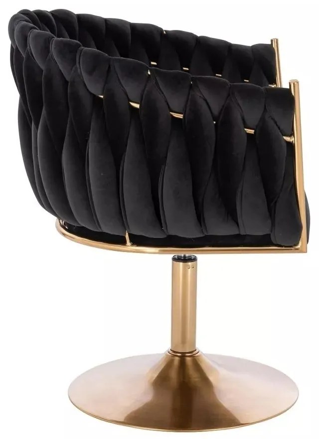 LuxuryForm DESIGN Kreslo NORDEN VELUR na zlatom tanieri - čierne