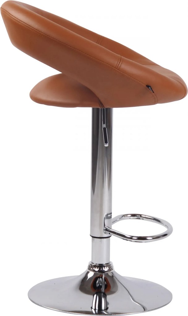 Barová stolička Olinda - koženka, chróm rám - svetlohnedá