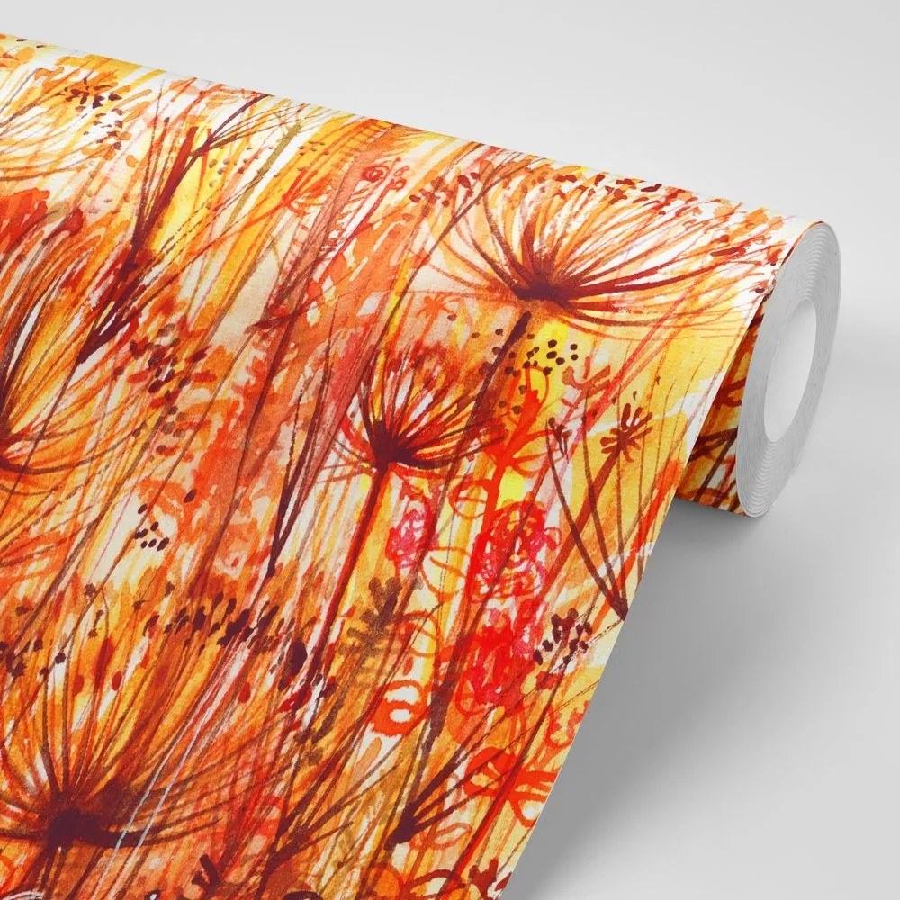 Samolepiaca tapeta púpava v oranžových odtieňoch - 150x100
