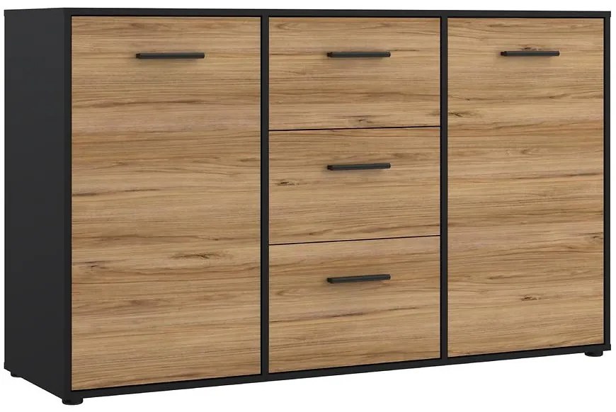 Komoda Mokkaro 2D3S čierna/dub catania