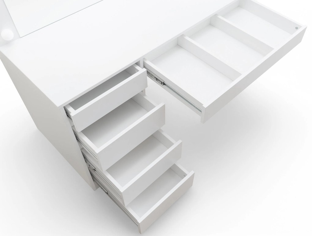 Toaletný stolík Velinio XL 120 cm - biela