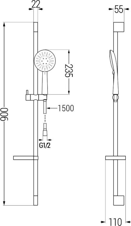 Mexen - DS67 sprchový set, chróm, 785674583-00