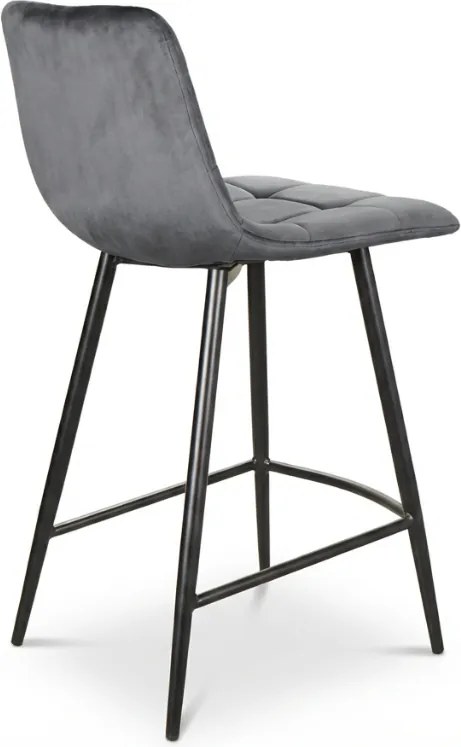 Sivá barová stolička MILA VELVET s čiernymi nohami