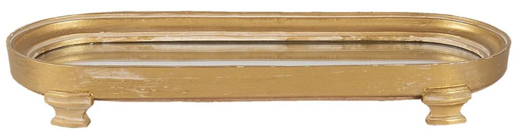 Zlatý dekoratívne podnos na nožičkách so zrkadlovou výplňou - 36 * 4 * 13 cm