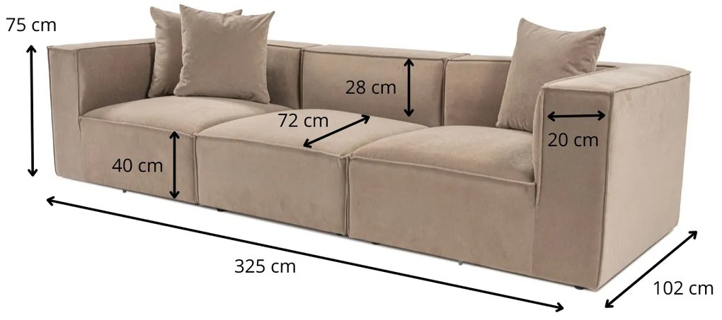 Trojmiestna pohovka Sora 325 cm cappucino