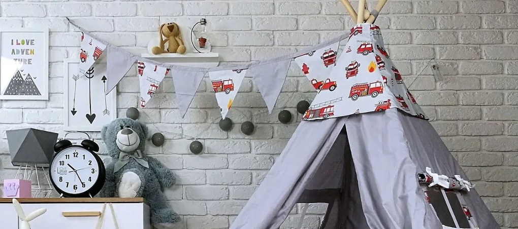 Dekoračná vlajková girlanda HASIČI - sivá / biela