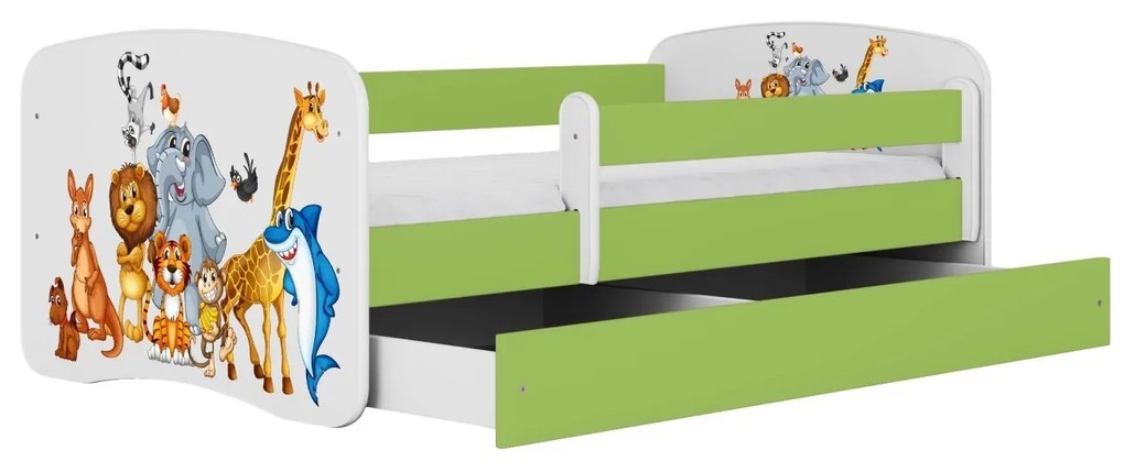 Detská postieľka Babydreams zvieratká zelená