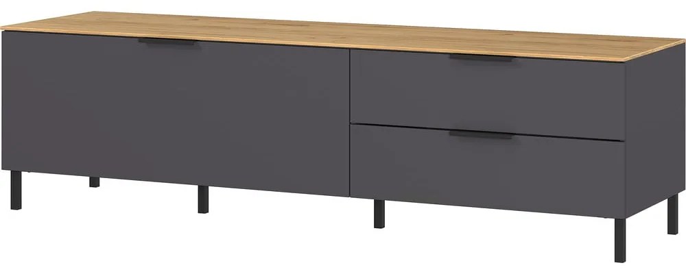 Sivý TV stolík v dekore duba 164x47 cm California - Germania