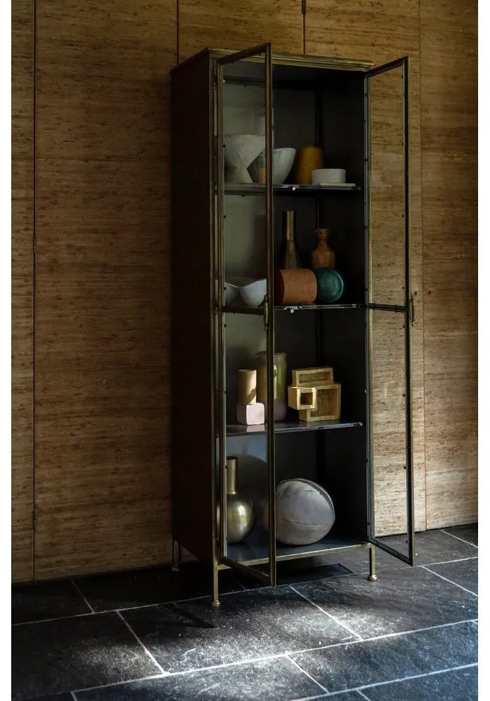 Kovová vitrína v zlatej farbe 64x184 cm Gertlush – Dutchbone