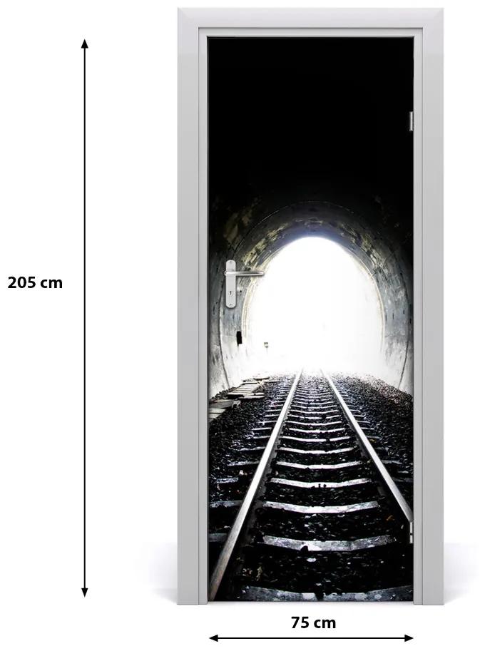 Fototapeta samolepiace dvere koľaje tunel 75x205 cm
