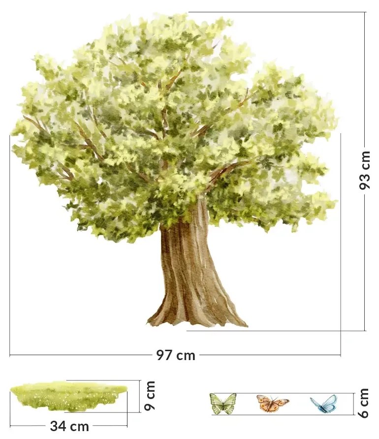 lovel.sk Nálepka na stenu Forest strom s motýlikmi DK477