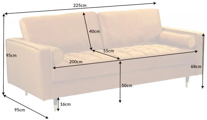 Sofa Cozy Velvet 225cm horčicovo žltá zamat