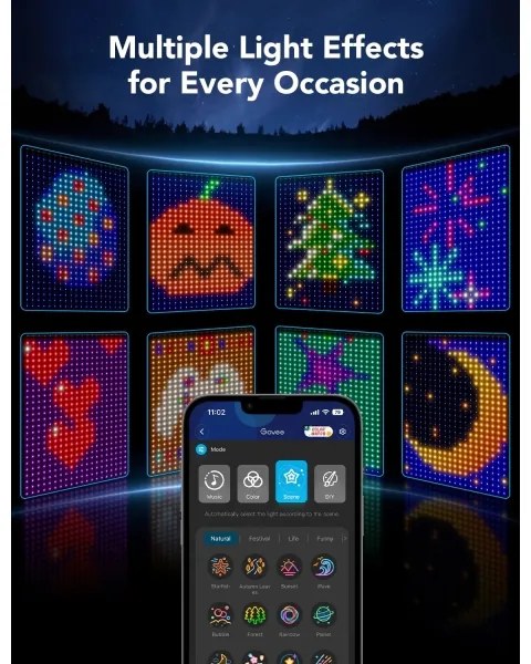 Govee - RGBIC Svetelný záves 520 LED 1,5x2m Wi-Fi IP65