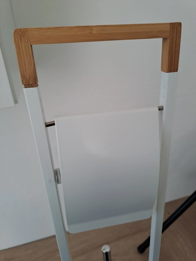 2. akosť - Stojan na toaletný papier s WC kefou, biela, drevo